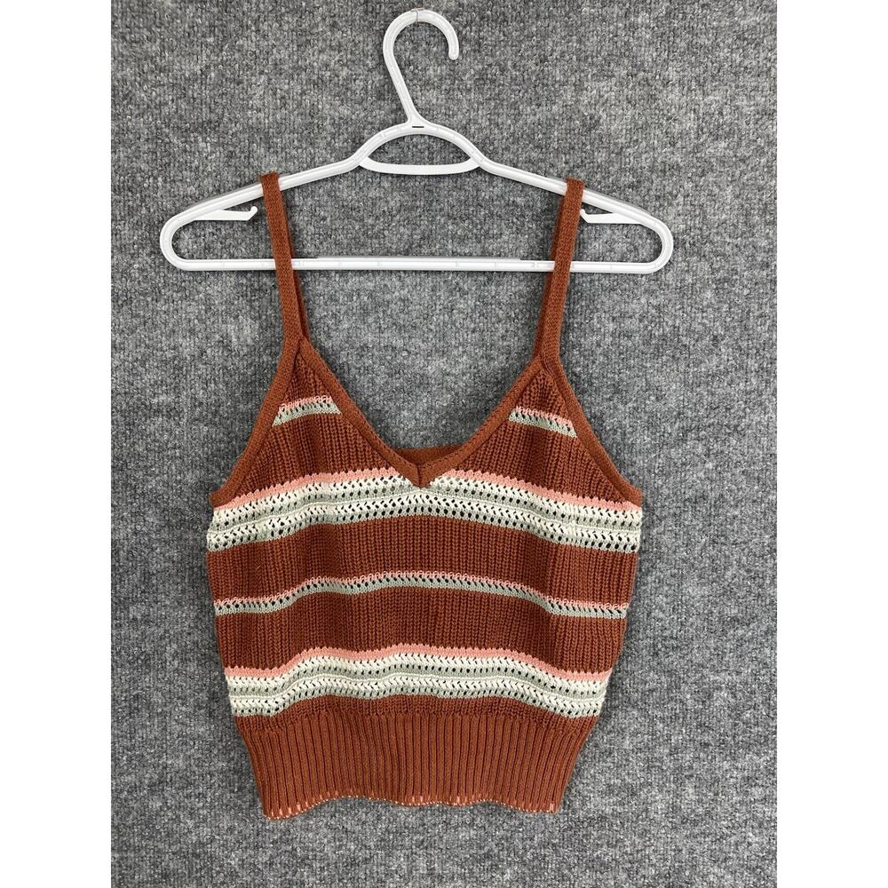 Arizona Crop Top Knit Women's Size Large Brown White